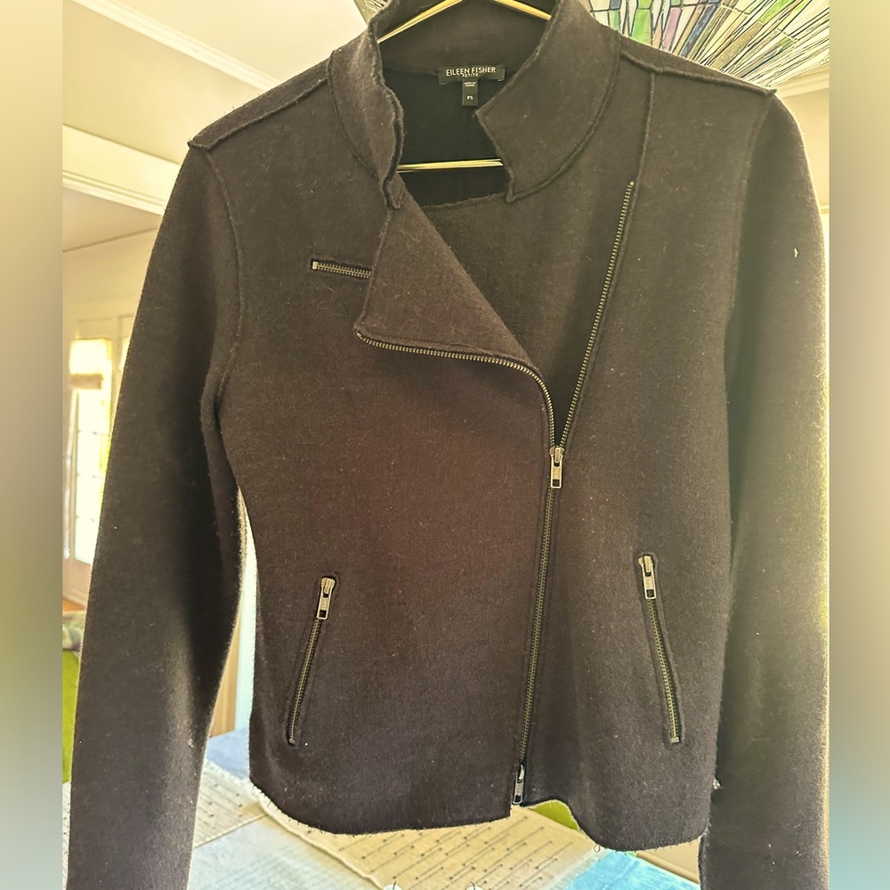 Eileen Fisher short, petite boiled- wool jacket